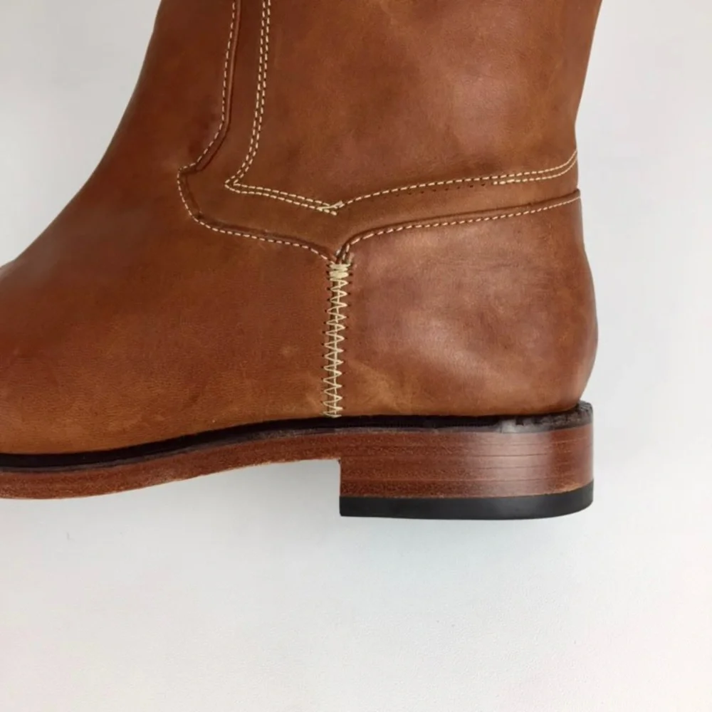 Timberland Lucille Flat Tall Knee Boots Tan Leather 6